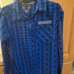 Boy’s Tommy Hilfiger M 12-14 Plaid Bottom Down Long Sleeve Shirt